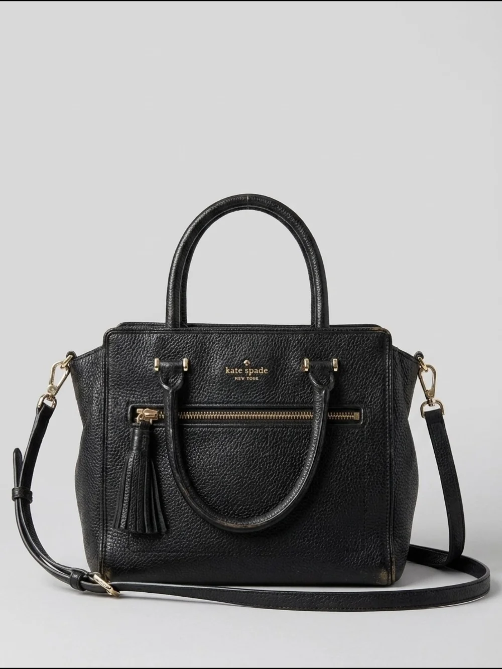 Kate Spade Black Leather Tassel Satchel